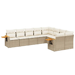 Maison Chic Salon de jardin avec coussins 9 pcs | Ensemble de Table et chaises | Mobilier d'Extérieur beige résine tressée -GKD42065