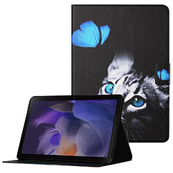 Etui en PU avec support et porte-cartes papillon et chat pour votre Samsung Galaxy Tab A8 (2021) SM-X200/SM-X205