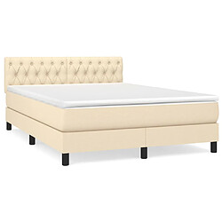 vidaXL Sommier à lattes de lit avec matelas Crème 140x190 cm Tissu