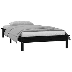 Acheter vidaXL Cadre de lit à LED sans matelas noir 90x190 cm bois massif