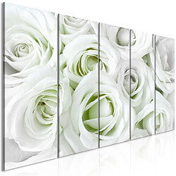 Artgeist Tableau - Satin Rose (5 Parts) Narrow Green [200x80]