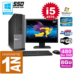 PC DELL 3020 SFF Core I5-4570 Ram 8Go Disque 480 Go SSD Wifi W7 Ecran 19" - Occasion