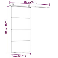 Acheter vidaXL Porte coulissante avec kit de quincaillerie 90x205 cm Verre ESG