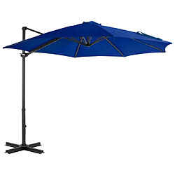 Helloshop26 Parasol déporté avec mât en aluminium 300 cm bleu 02_0008491