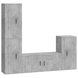 vidaXL Ensemble de meubles TV 4 pcs Gris béton Bois d'ingénierie