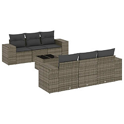 vidaXL Salon de jardin avec coussins 7 pcs gris résine tressée