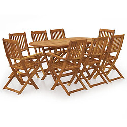 vidaXL Ensemble à manger d'extérieur pliable 9pcs Bois d'acacia solide