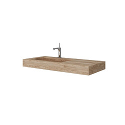 Kiamami Valentina 100CM HPL LAVABO DE SALLE DE BAIN CHÊNE MIEL EFFET BOIS