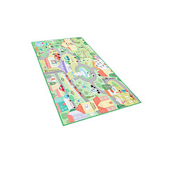 Beliani Tapis enfant vert à motif ville 80 x 150 cm KEMER