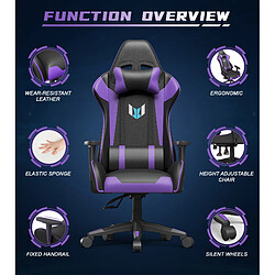 Avis Chaise Gaming - Chaise de bureau - Chaises de bureau Rattantree - Chaise de jeu ergonomique - Chaise d'ordinateur PC avec appui-tête et support lombaire - Chaise de jeu inclinable réglable en hauteur - Violet