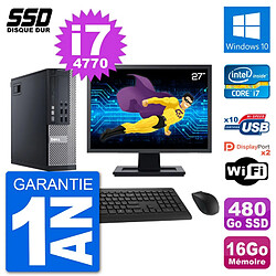 PC Dell 9020 SFF Ecran 27" Intel i7-4770 RAM 16Go SSD 480Go Windows 10 Wifi - Occasion