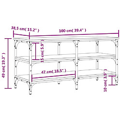 vidaXL Banc à chaussures chêne marron 100x38,5x49 cm bois d'ingénierie pas cher