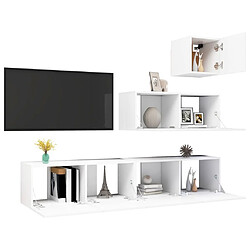 Avis Maison Chic Ensemble de meubles TV 4 pcs | Banc TV Moderne pour salon | Meuble de Rangement - Blanc Aggloméré -MN14171