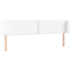 Maison Chic Tête de lit scandinave avec oreilles,meuble de chambre Blanc 183x16x78/88 cm Similicuir -MN41478