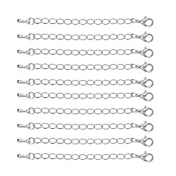 10 pcs 70 mm chaîne d'extension avec des fermoirs de homard pour la fabrication de bijoux blanc k