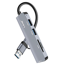 LinQ Hub USB C et USB avec USB 3.0 + 2x USB 2.0 Lecteur Cartes SD et TF Noir