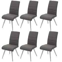 Decoshop26 Lot de 6 chaises de salle à manger cuisine en tissu/textile coutures décoratives gris-marron et cadre en acier 04_0000856