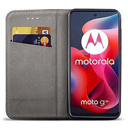 Htdmobiles Housse etui portefeuille avec coque interieure en silicone pour Motorola Moto G04 / G04s / G24 / G24 Power / E14 + verre trempe - ROUGE MAGNET