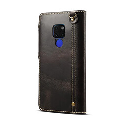 Wewoo Housse Coque Pour Huawei Mate 20 Denior Oil Wax Peau de vache Bouton magnétique Étui à rabat horizontal en cuir avec fentes cartes et portefeuille noir