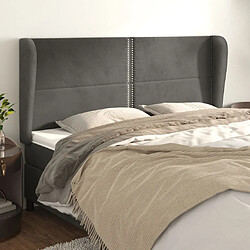 Maison Chic Tête de lit scandinave avec oreilles,meuble de chambre Gris foncé 183x23x118/128 cm Velours -MN46725