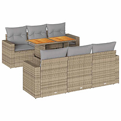 vidaXL Salon de jardin avec coussins 7 pcs beige résine tressée