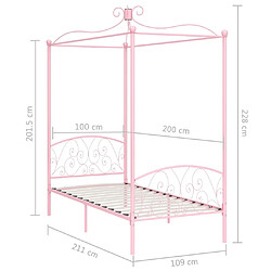 vidaXL Cadre de lit à baldaquin sans matelas rose métal 100x200 cm pas cher