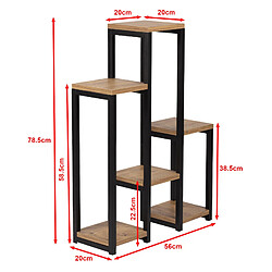 Helloshop26 Étagère à plantes 6 plateformes 78,5 x 56 x 20 cm noir effet bois 03_0007711