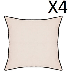 Pegane Lot de 4 coussin décoratif déhoussable en lin et coton coloris rose - Longueur 45 x Profondeur 12 x Hauteur 45 cm