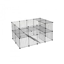 Helloshop26 Enclos modulable pour petits animaux cage intérieur 2 niveaux maillet en caoutchouc offert cochon d inde lapin assemblage facile 143 x 73 x 71 cm noir 12_0000476