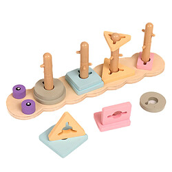 En bois Forme Trieuse Board Géométriques Blocs D'empilage Plateau de Jeu Jouet 5 dans 1 pour Enfants D'âge Préscolaire Cadeau