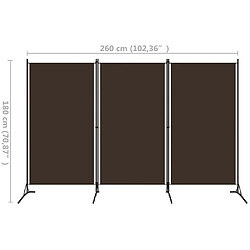 Acheter vidaXL Cloison de séparation 3 panneaux Marron 260x180 cm