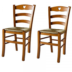 Dansmamaison Lot de 2 chaises rustiques Chêne/Paille n°2 - PISA