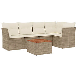 Maison Chic Salon de jardin avec coussins 6 pcs, Ensemble Tables et chaises de jardin, beige résine tressée -GKD259433