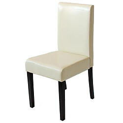 Mendler Lot de 2 chaises de séjour Littau ~ simili-cuir, crème, pieds foncés