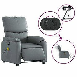 Maison Chic Fauteuil Relax pour salon, Fauteuil de massage inclinable électrique gris similicuir -GKD77276 pas cher