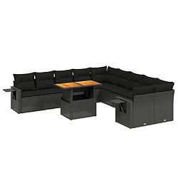 Maison Chic Salon de jardin 11 pcs avec coussins, Ensemble Tables et chaises d'extérieur noir résine tressée -GKD192643