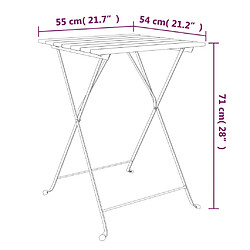 vidaXL Table de bistro pliante 55x54x71cm Bois acacia solide et acier pas cher