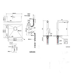 Auralum MAX Évier Cuisine Inox 1 Bac 50*43*18CM avec Distributeur Savon+Mitigeur d'Évier avec Douchette Extractible,2 Modes Jets Eau Froide/Chaude,Brossé