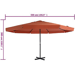 vidaXL Parasol d'extérieur avec mât en aluminium 500 cm terre cuite pas cher