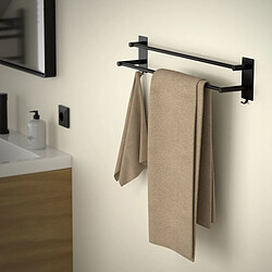 ML-Design Porte-serviettes sans percer 59cm noir avec 2 barres et 2 crochets salle de bain pas cher