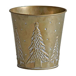 Aubry Gaspard Cache pot en métal doré noel 13 cm (Lot de 2).