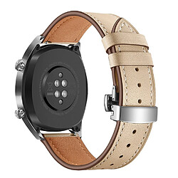 Avis Bracelet en cuir véritable haute qualité abricot argent pour votre Huawei Watch GT/Watch 2/Watch Magic