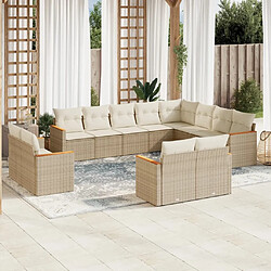 Maison Chic Salon de jardin avec coussins 12 pcs | Ensemble de Table et chaises | Mobilier d'Extérieur beige résine tressée -GKD84294