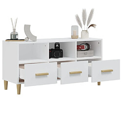 Maison Chic Meuble TV scandinave - Banc TV pour salon Blanc 102x36x50 cm Bois d'ingénierie -MN55089 pas cher