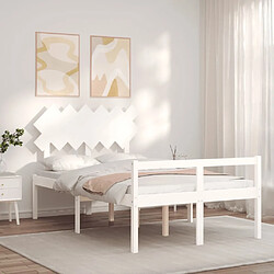 Avis Maison Chic Lit adulte - Cadre Structure de lit avec tête de lit Contemporain blanc double bois massif -MN97283