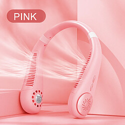 (Pink) Portable Leafless Hanging Lazy Neck Fan 360 Degree