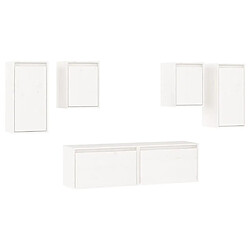 vidaXL Meubles TV 6 pcs Blanc Bois massif de pin