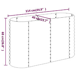 vidaXL Lit surélevé de jardin Acier enduit de poudre 114x40x68 cm gris pas cher