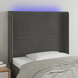 Maison Chic Tête de lit moderne à LED lumineuse pour chambre - Décoration de lit Gris foncé 83x16x118/128 cm Velours -MN89089