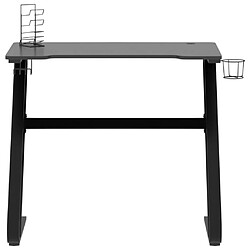 Helloshop26 Bureau table poste de travail meuble d'ordinateur informatique étude de jeu avec pieds en forme de ZZ 90 x 60 x 75 cm noir 02_0023774